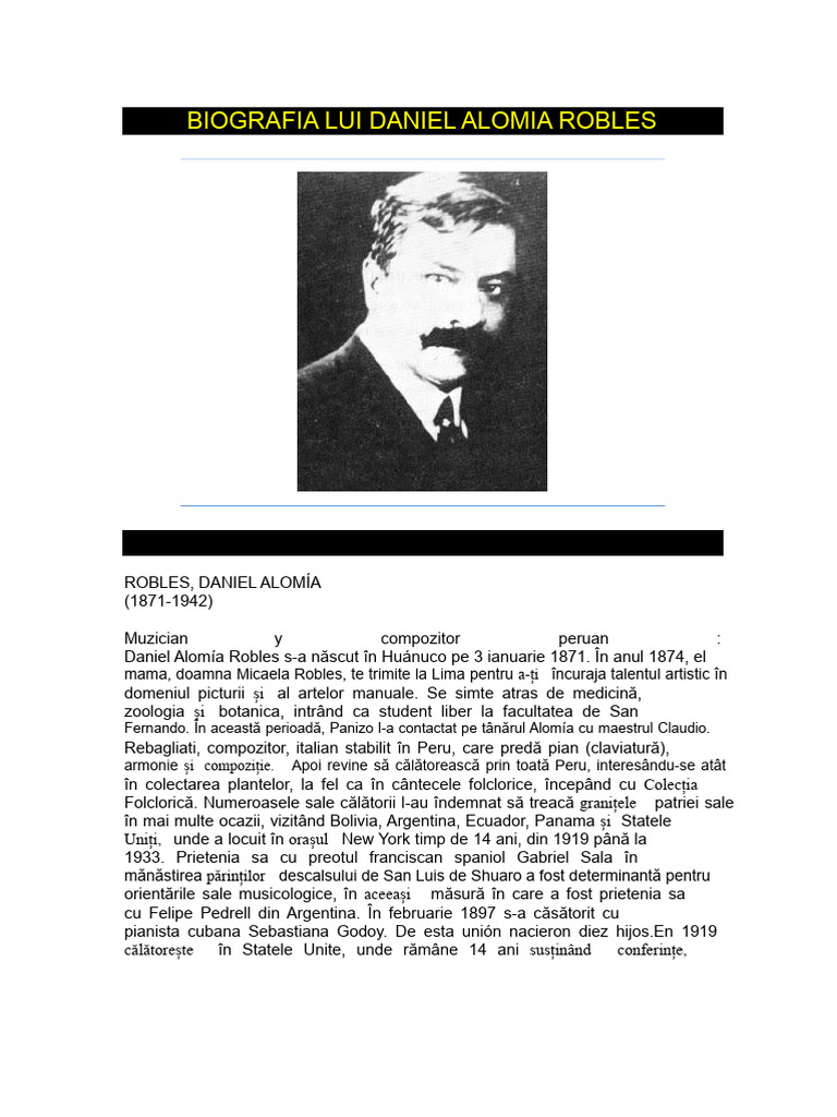 Biografia Lui Daniel Alomia Robles | PDF