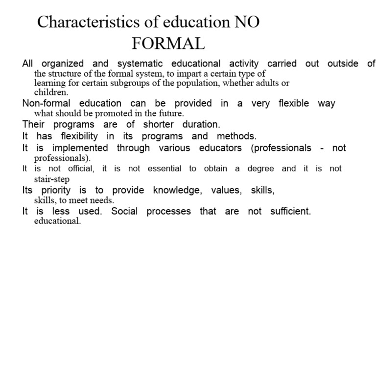 Characteristics of Non-Formal Education | PDF