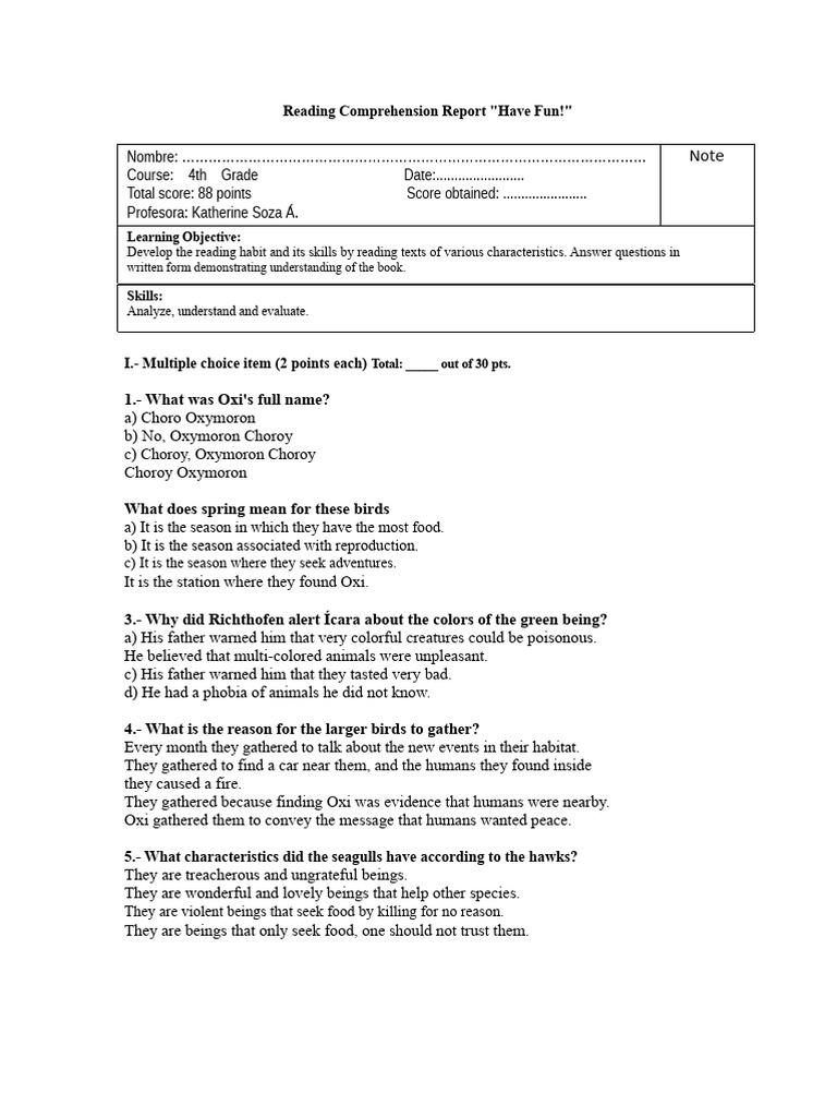 TEST The Absurd Oxi | PDF | Reading Comprehension