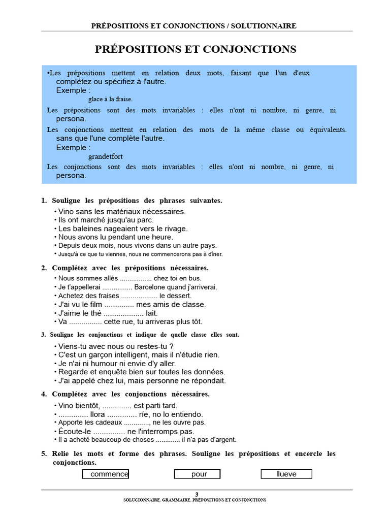 Guide sur les prépositions et conjonctions | PDF | Adverbe | Linguistique