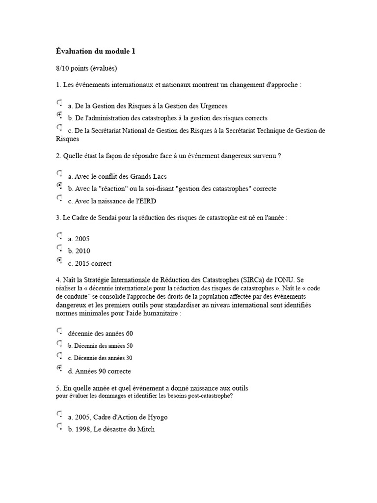 Évaluation des Modules sur la Gestion des Risques | PDF | Risque ...
