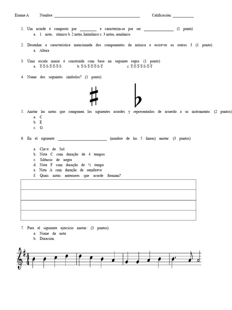 Exames de Música: Questões e Respostas | PDF