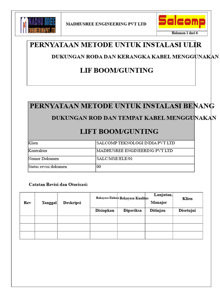 Pernyataan Metode Untuk Instalasi Penyangga Rod Ulir Dan Keranjang ...