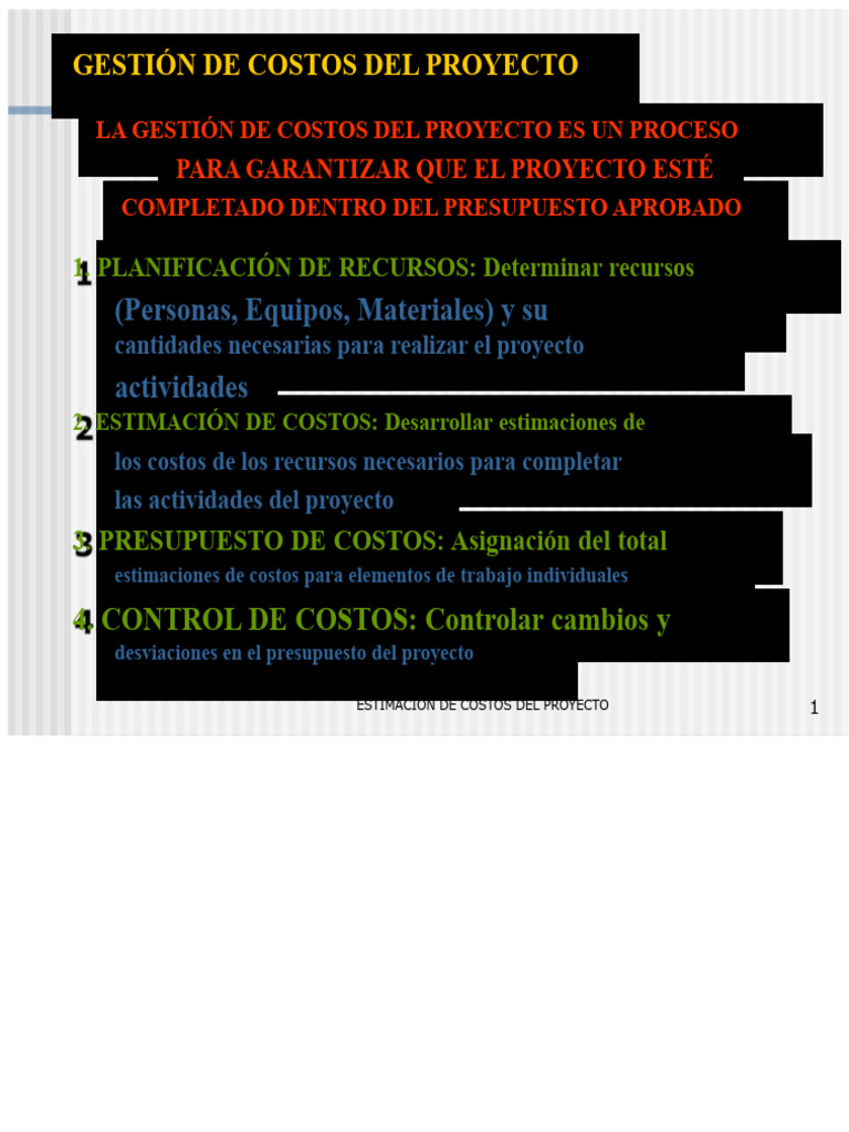 Gestión y Estimación de Costos de Proyectos | PDF | Presupuesto ...