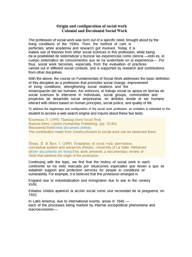 History and Development of Social Work | PDF | Social Sciences | Science