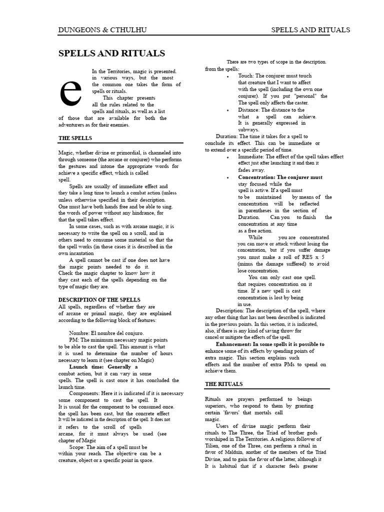 Spells and Rituals | PDF