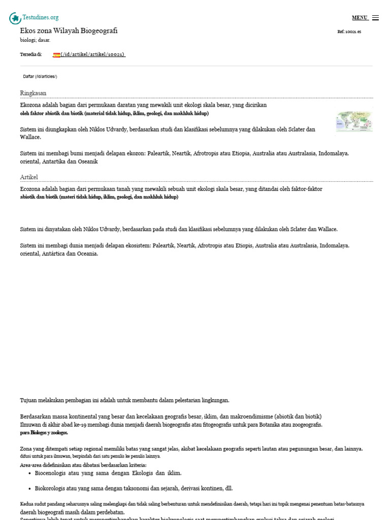 Ekosona Wilayah Biogeografis | PDF