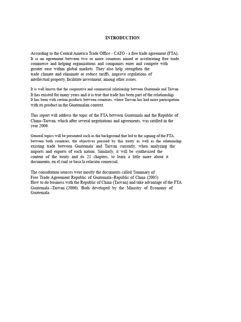 Guatemala-Taiwan FTA Overview and Impact | PDF | Dumping (Pricing ...