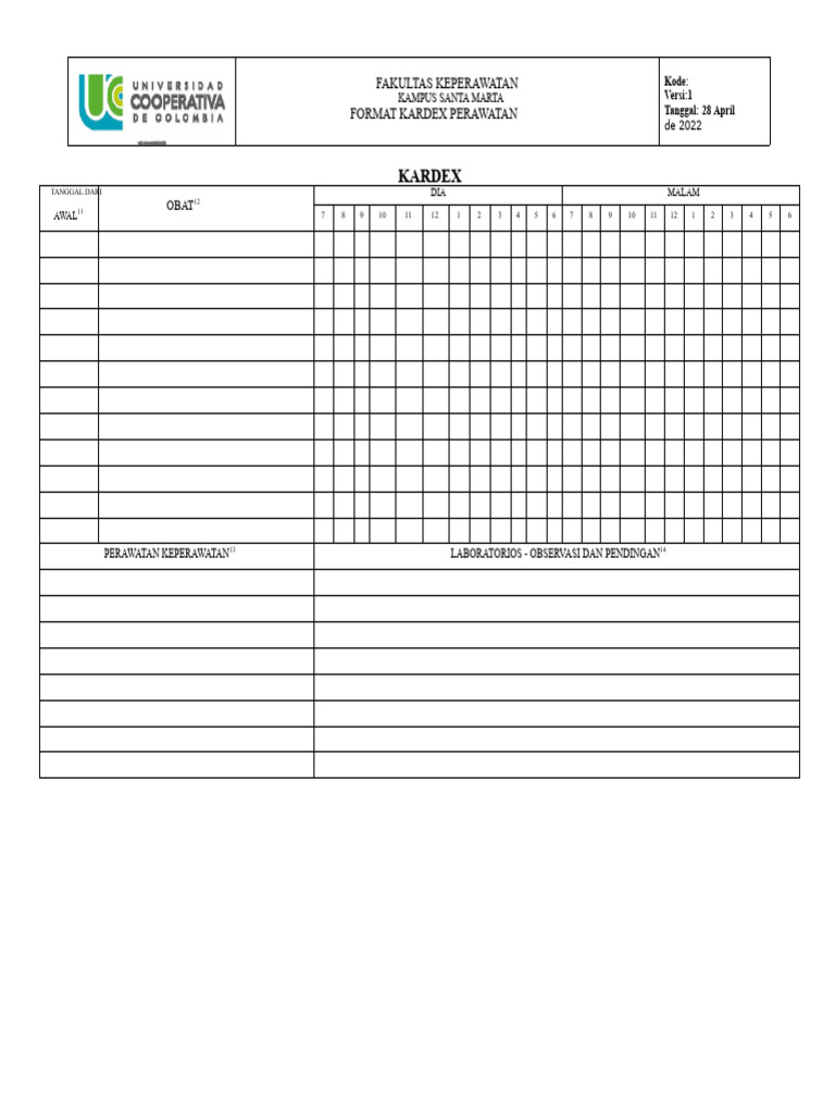 Kardex Keperawatan Word | PDF