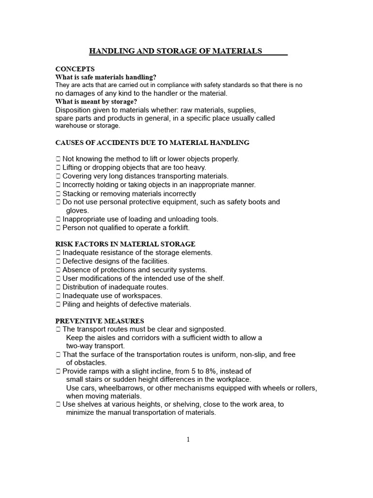 Safe Materials Handling & Storage Guide | PDF | Electrical Connector ...