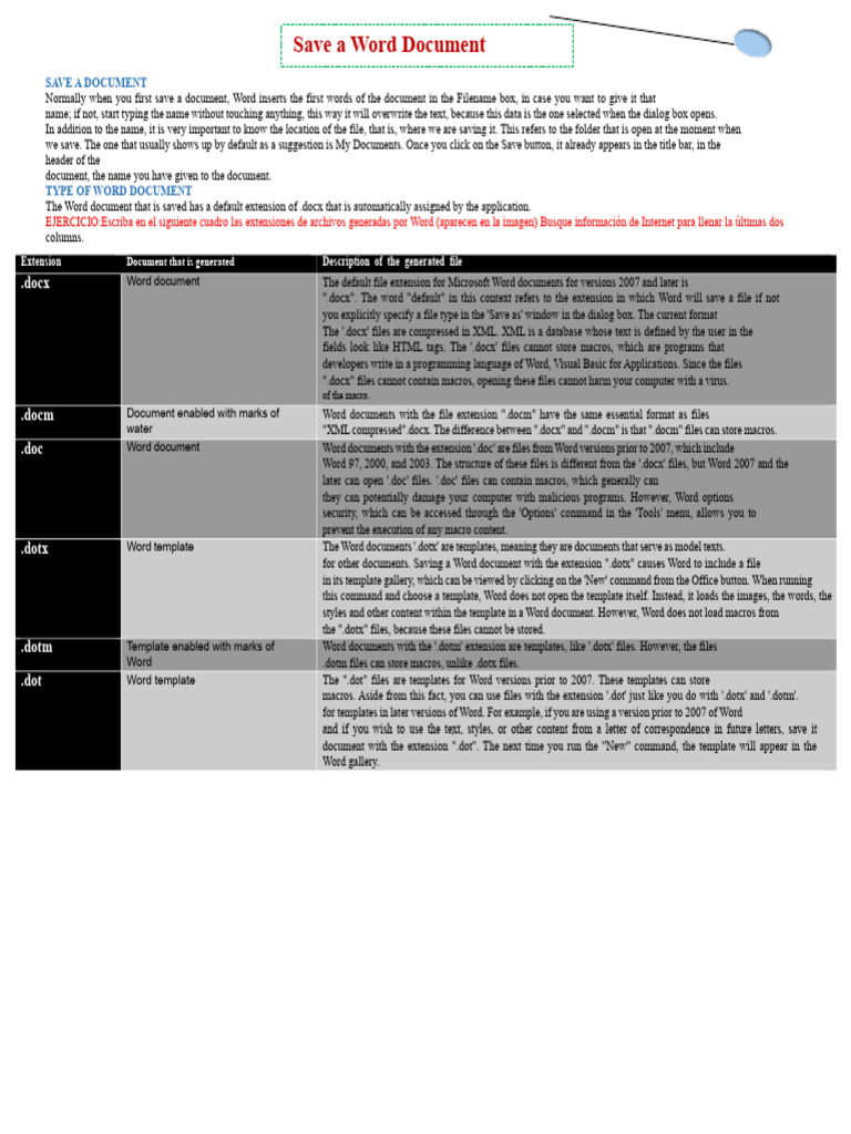 Understanding Word Document Extensions | PDF | Microsoft Word | File Format