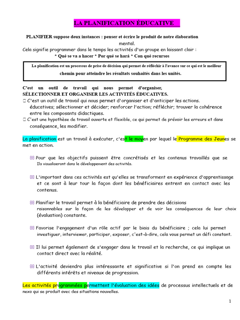 Guide de Planification Éducative Efficace | PDF | Planification ...