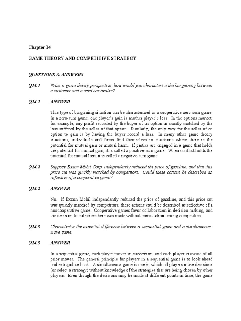 Economic Instructor Manual | PDF | Game Theory | Competition