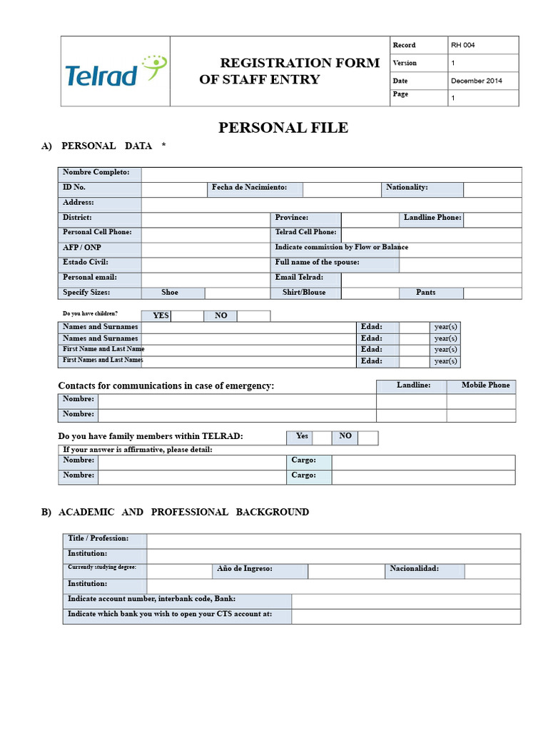 Personal Income Registration Form PDF | PDF