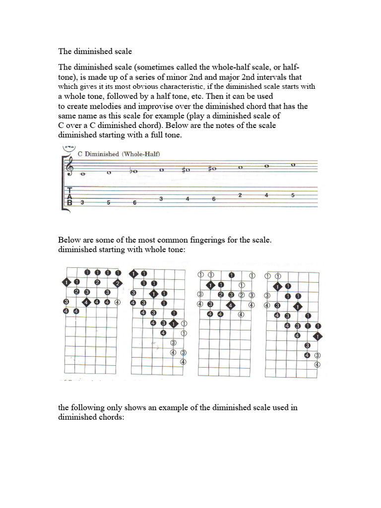 Diminished Whole Tone Scale Guide | PDF