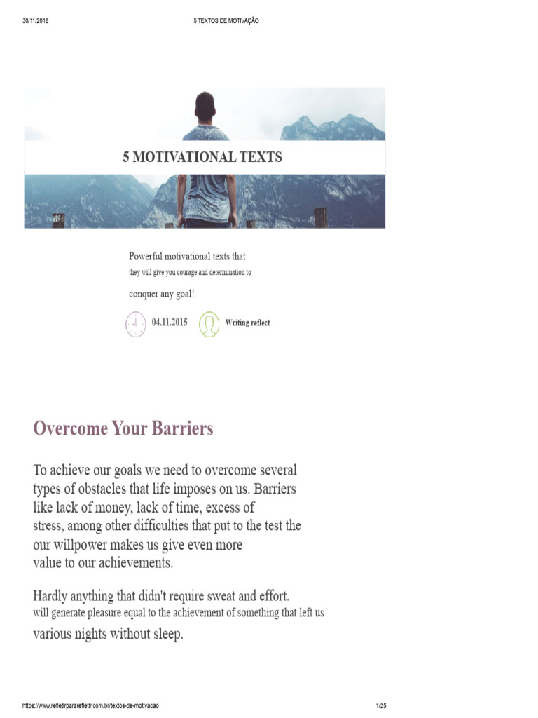 5 Inspiring Motivational Texts | PDF | Cost Of Living | Perfectionism ...