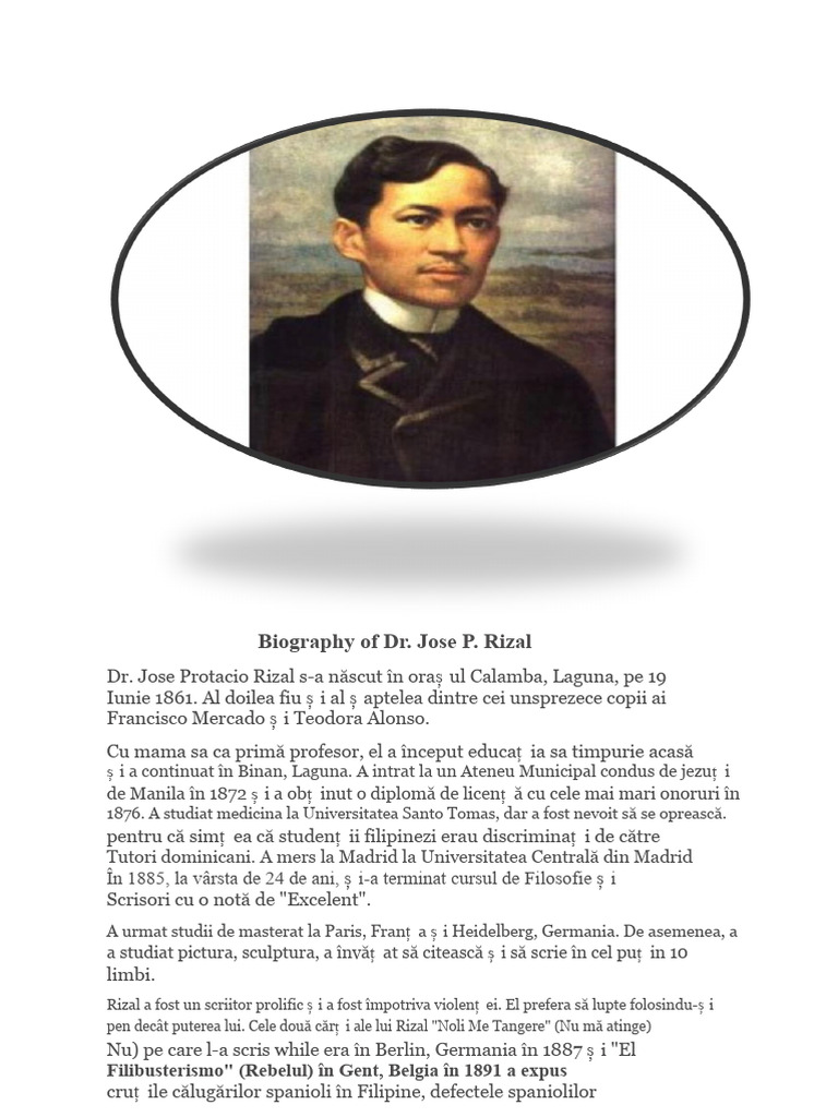 Dr. Jose Rizal - Biografie | PDF