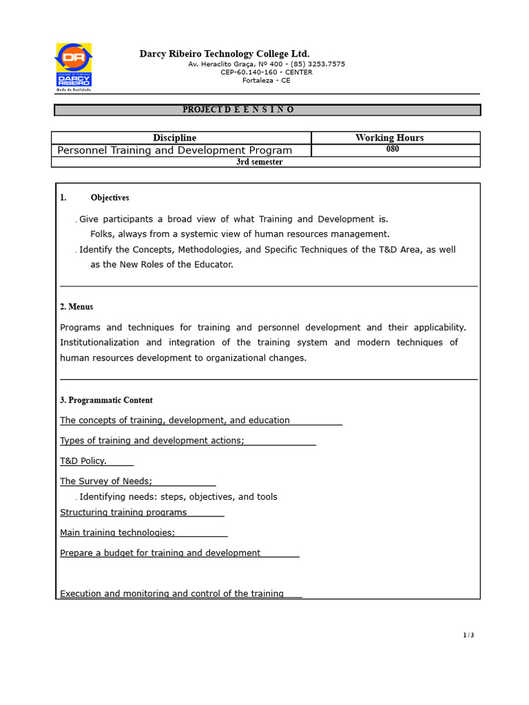 Training Development Program | PDF