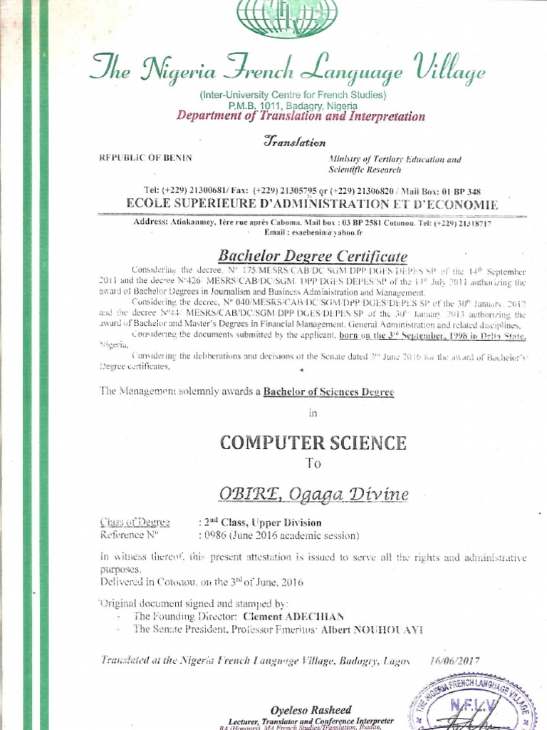BSC Certificate | PDF