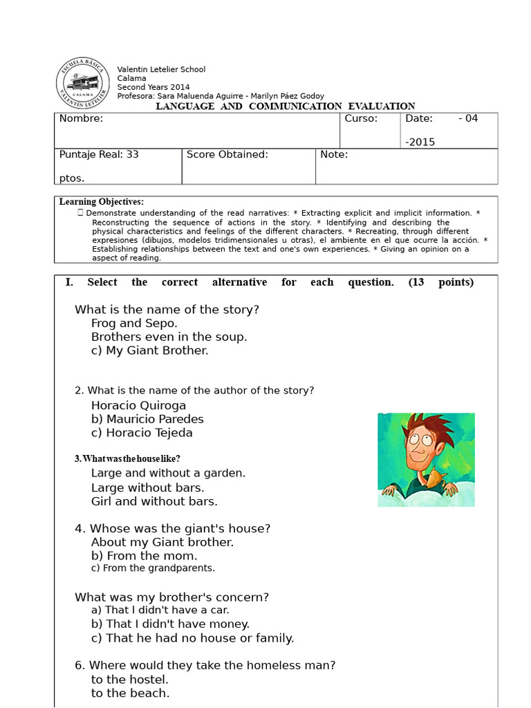 Language Evaluation for Second Years 2014 | PDF
