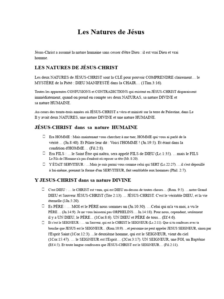 Les Deux Natures de Jésus-Christ | PDF | Dieu | Jésus