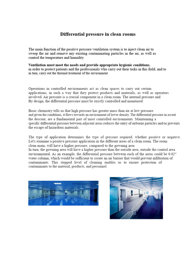 Clean Room Pressure Differential Standards | PDF | Humidity | Applied ...