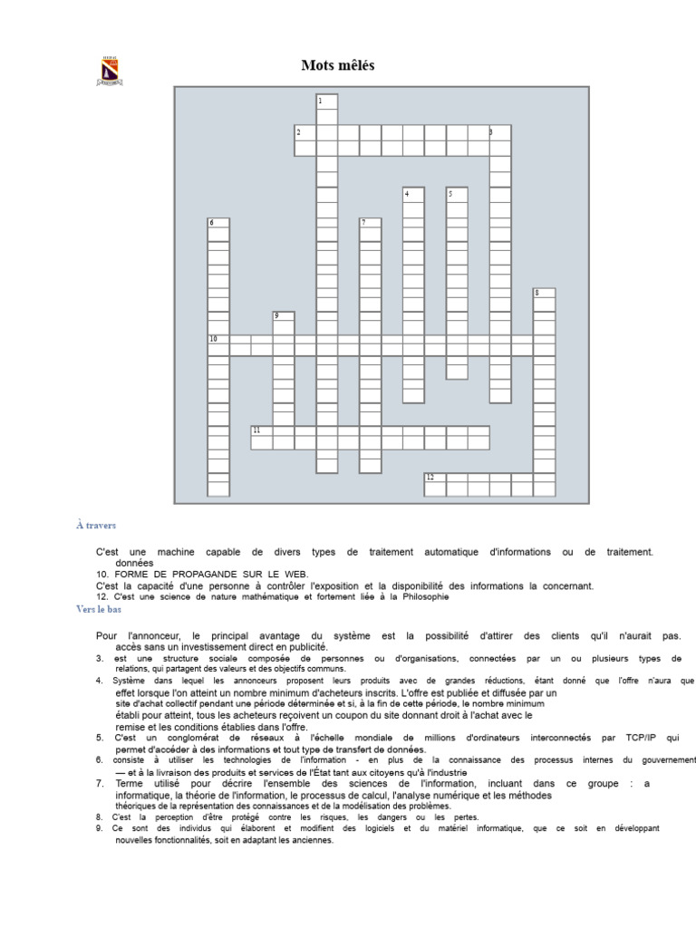 Mots Mêlés sur le Web et l'Informatique | PDF | Informatique | Informations