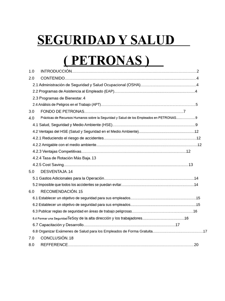 Petronas | PDF | Administración de Seguridad y Salud Ocupacional ...