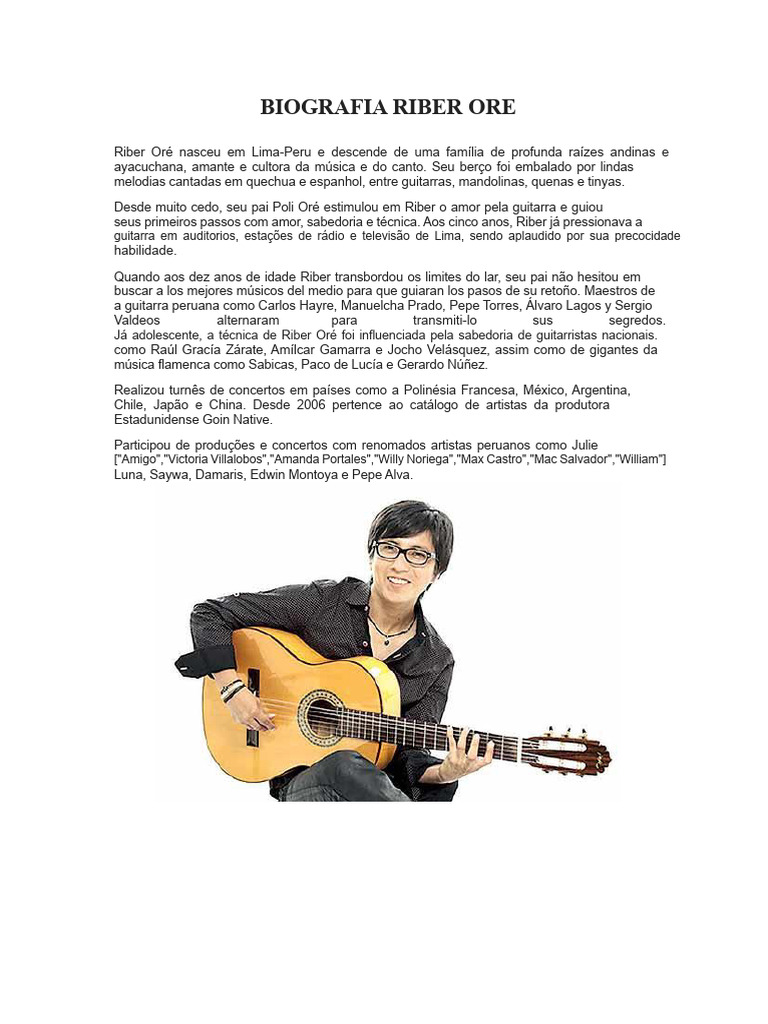 Biografia de Riber Oré: Músico Peruano | PDF