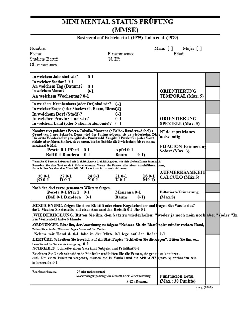 Mini Mental Test | PDF