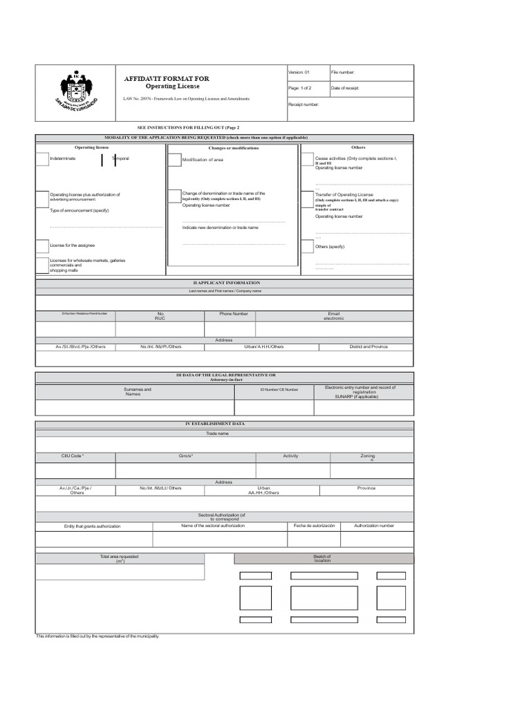 Operating License Affidavit Format | PDF | Justice | Crime & Violence