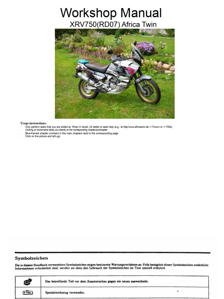 XRV750 Africa Twin Workshop Manual | PDF