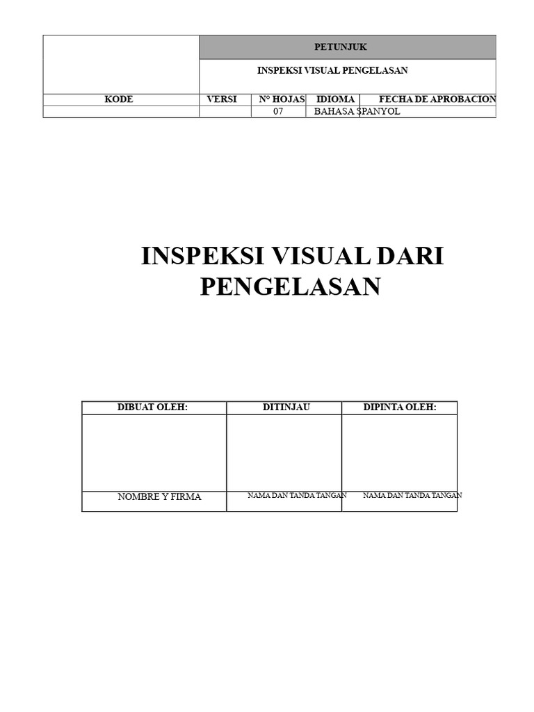 Instruksi Inspeksi Visual Pengelasan | PDF