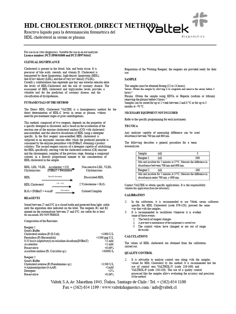 Direct HDL Cholesterol Testing Method | PDF | High Density Lipoprotein ...