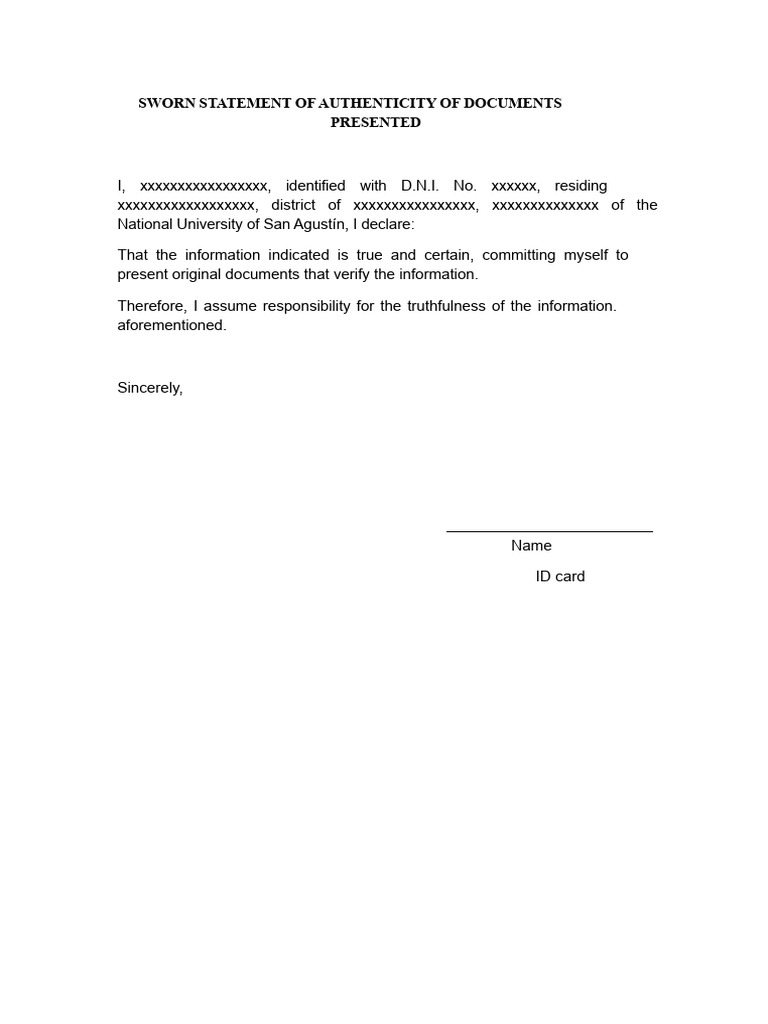 Affidavit of Authenticity of The Submitted Documents | PDF