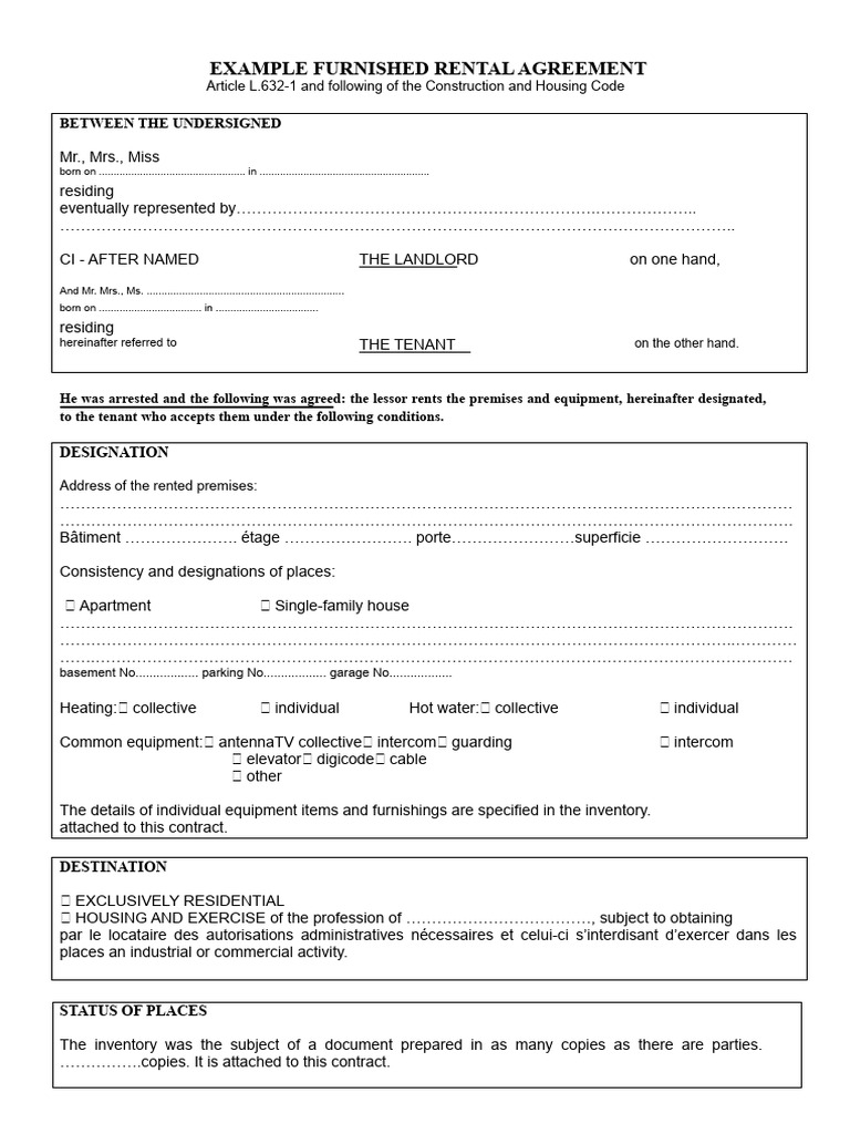 Model Lease Agreement For Furnished Property | PDF | Lease | Leasehold ...