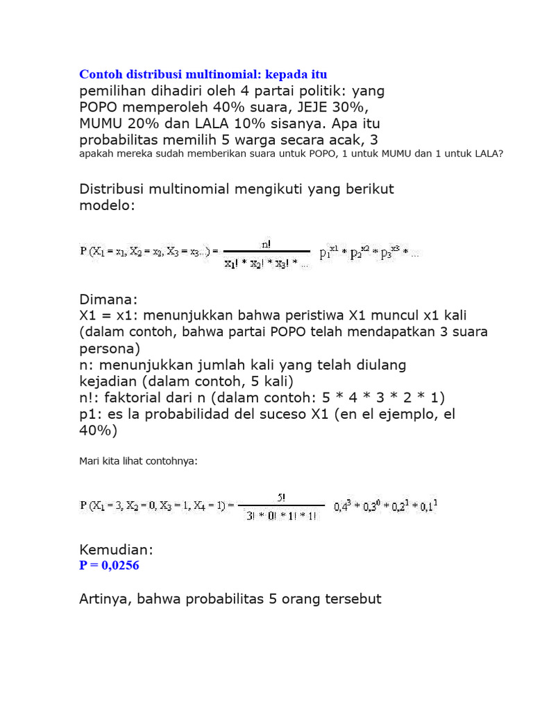 Probabilitas Distribusi Multinomial dalam Pemilihan | PDF