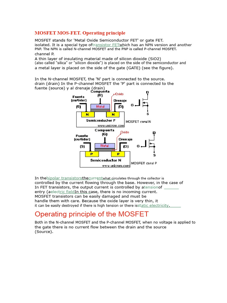 Understanding MOSFET Transistors Explained | PDF | Field Effect ...
