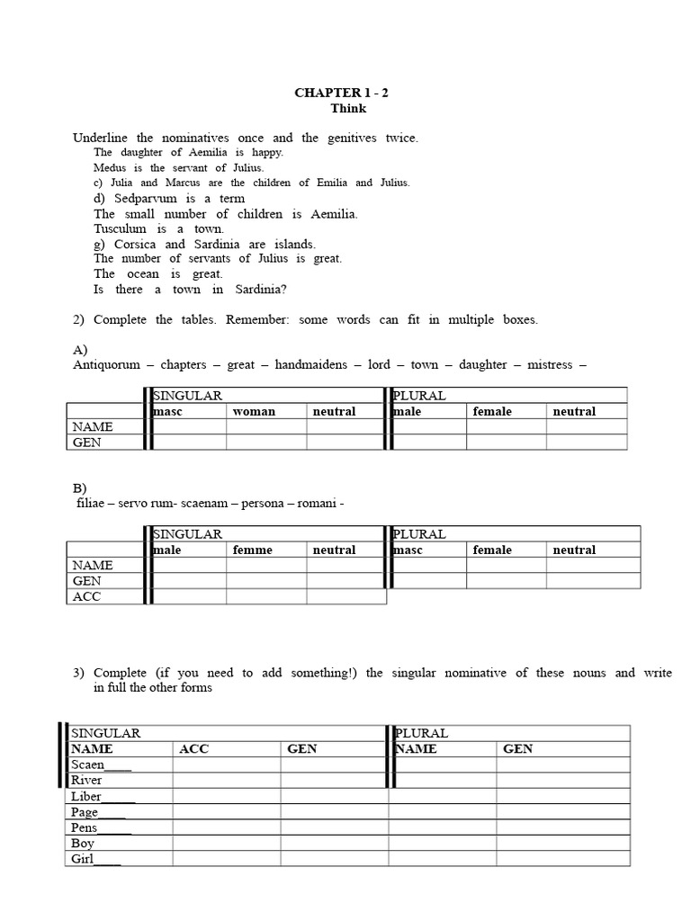 Latin Nouns: Nominatives and Genitives | PDF