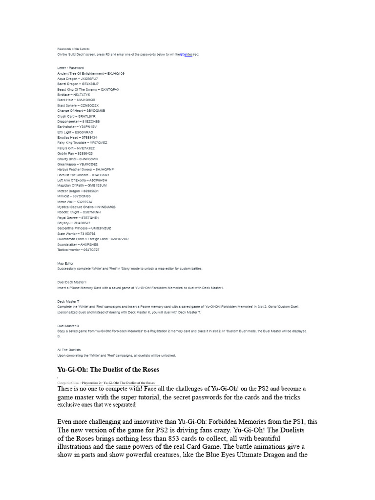 Passwords of The Letters | PDF | Dragon | Duel