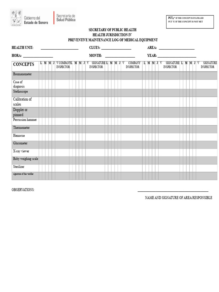 Medical Equipment Maintenance Log | PDF