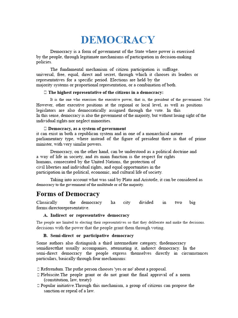 Understanding Democracy and Its Forms | PDF | Democracy | Political ...