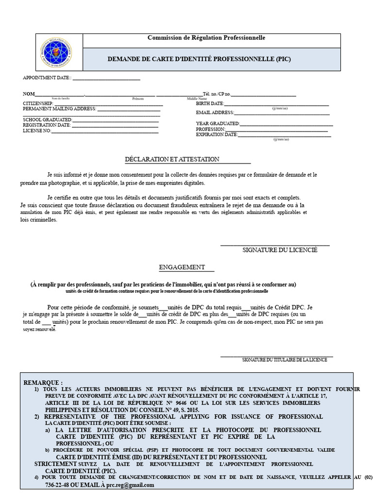Formulaire de Demande de Carte D'identité PRC | PDF | Justice | Crime ...