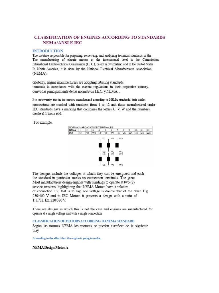 Engine Classification: NEMA & IEC Standards | PDF | International ...
