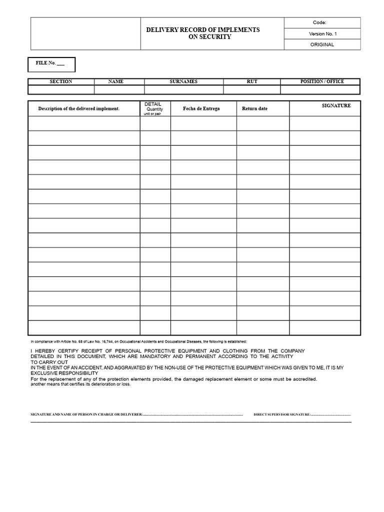 PPE Delivery Record | PDF | Personal Protective Equipment ...