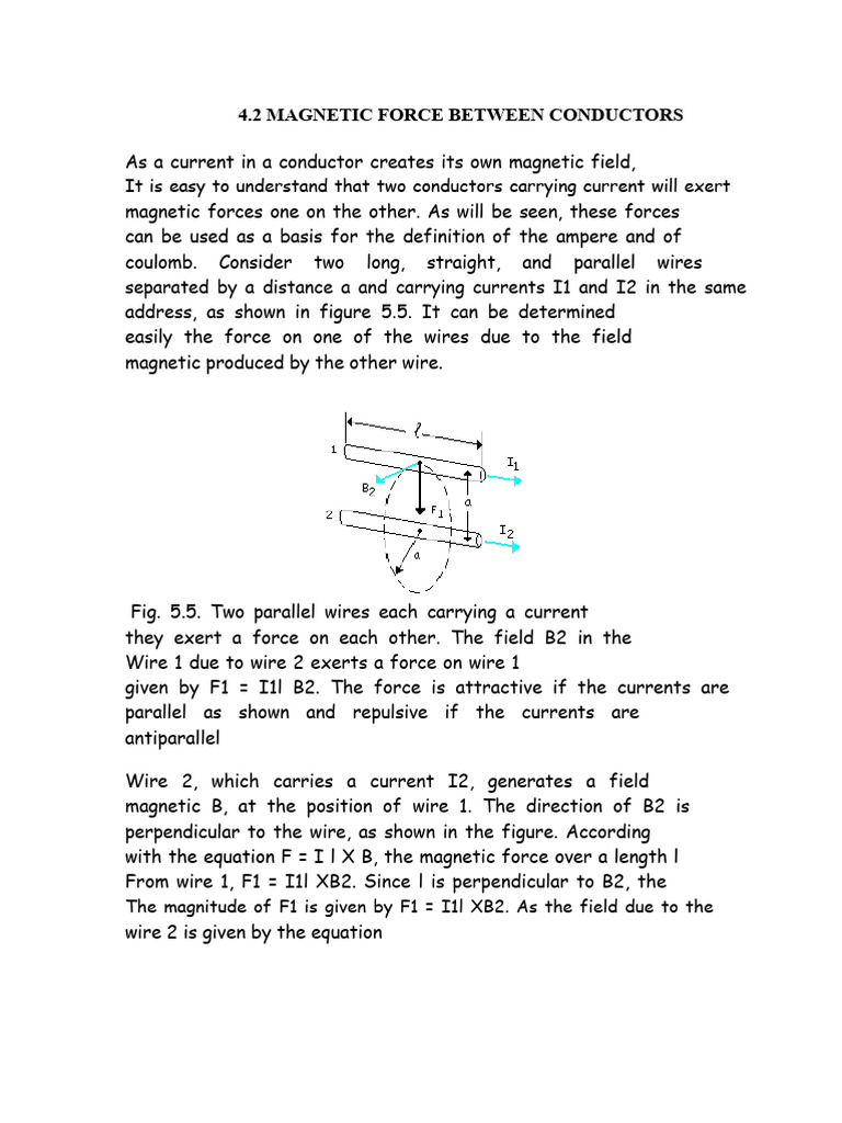 4.2 Magnetic Force Between Conductors | PDF | Electric Current | Force