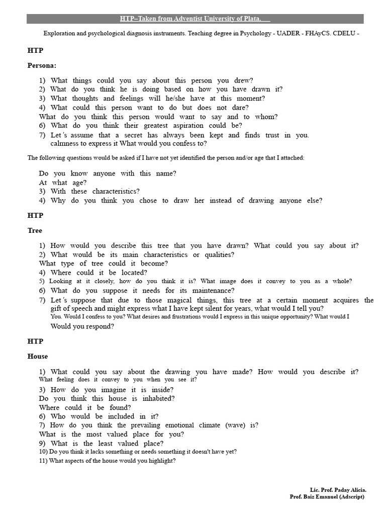 HTP Drawing Analysis for Psychology | PDF | Thought | Psychology