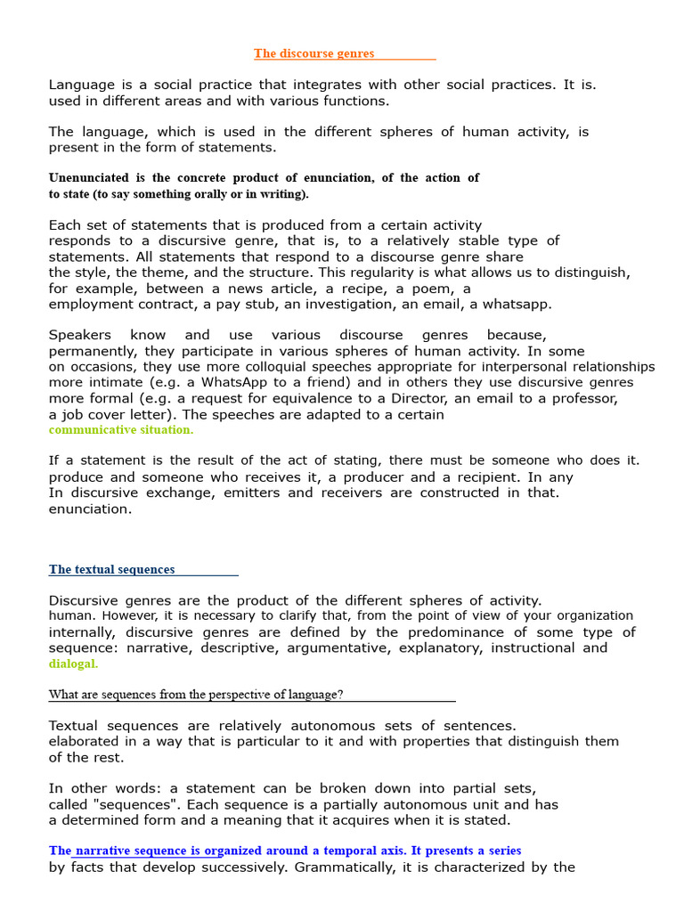 Understanding Discourse Genres and Sequences | PDF | Grammatical Tense ...