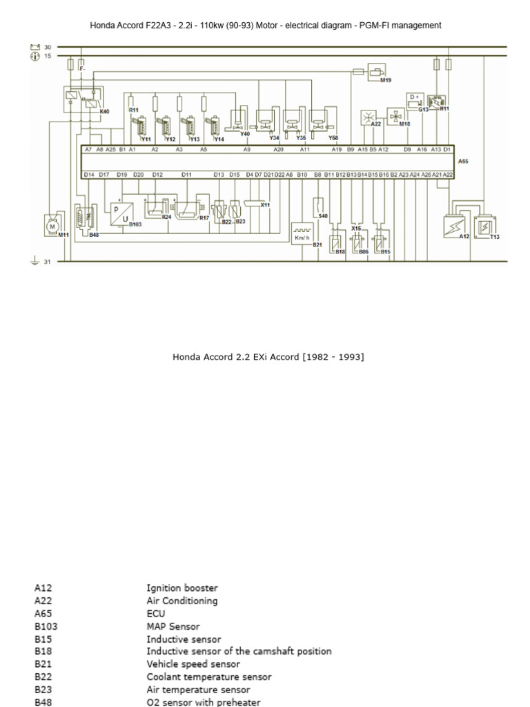 Honda Accord F22A3 Electrical Diagram | PDF | Ignition System