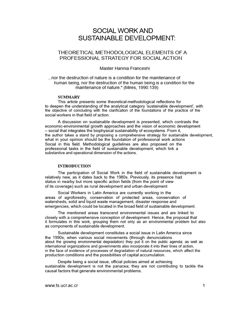 Social Work's Role in Sustainable Development | PDF | Sustainability ...